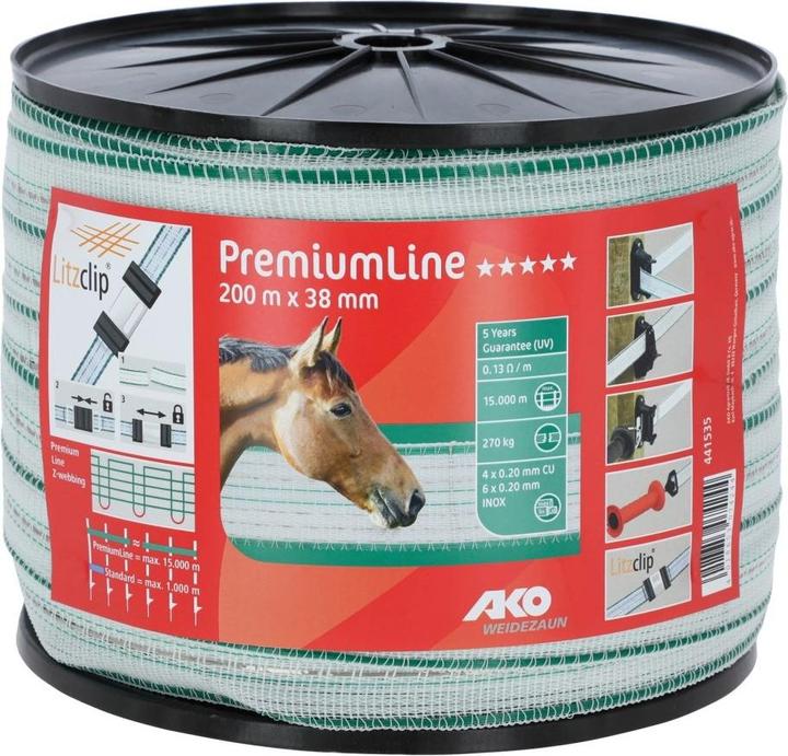 AKO PremiumLine Band weiss/grün, 38 mm, 0,13 Ohm/m, 200 m