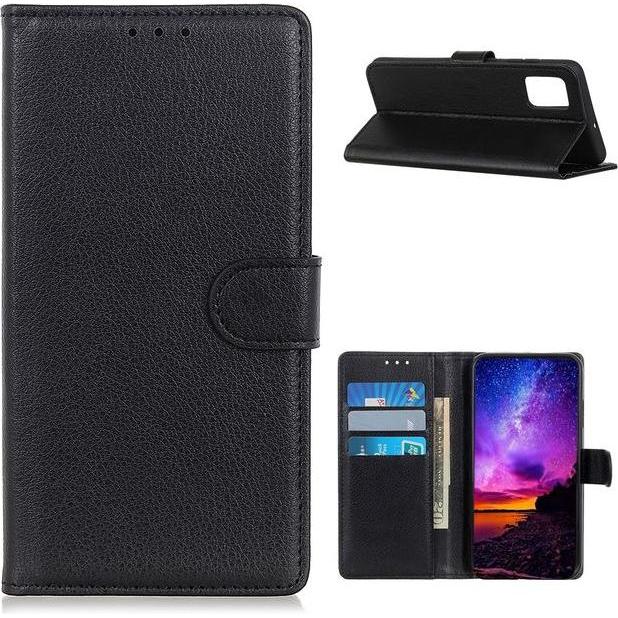 Thumbnail - MU Classic Litchi Leder Bookcover Series (Xiaomi Poco M3), Smartphone Hülle, Schwarz