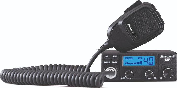 Midland Compact CB Transceiver with Multi-Color Display and VOX for Hands-Free Communication