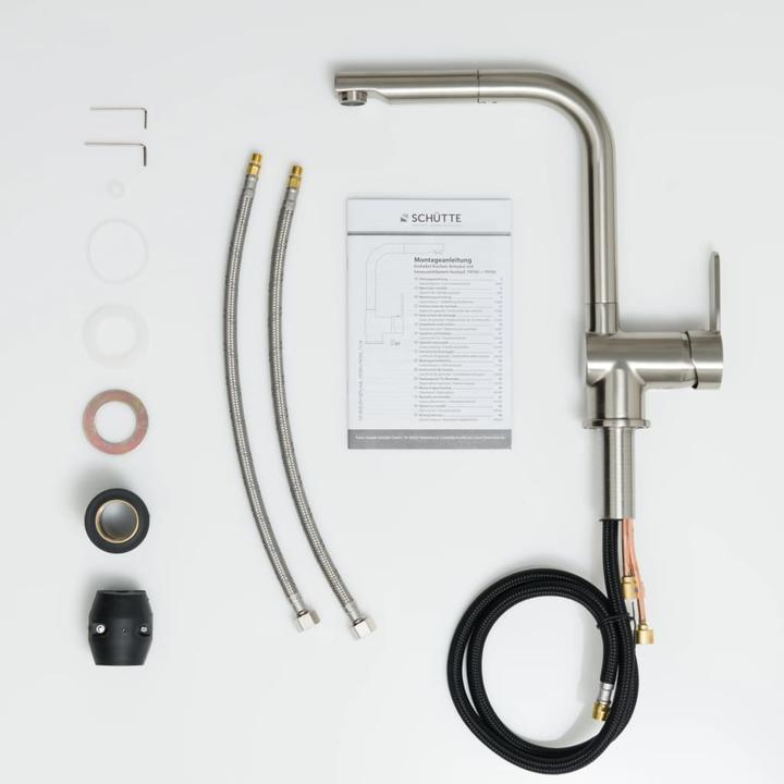 Actual product image Schütte Kitchen tap LONDON sink mixer stainless steel look Pull-out swivelling 79705