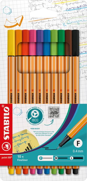 Produktbild STABILO point 88 Fineliner (Mehrfarbig, 10 x)
