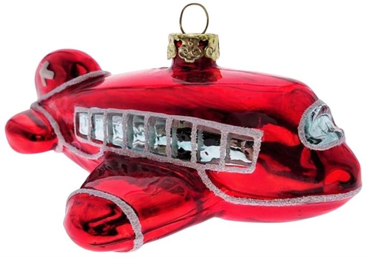 Ornamente Glas Ornament Flieger mit CH Kreuz 10cm lang, 4cm hoch, 8.5cm breit (1 x)