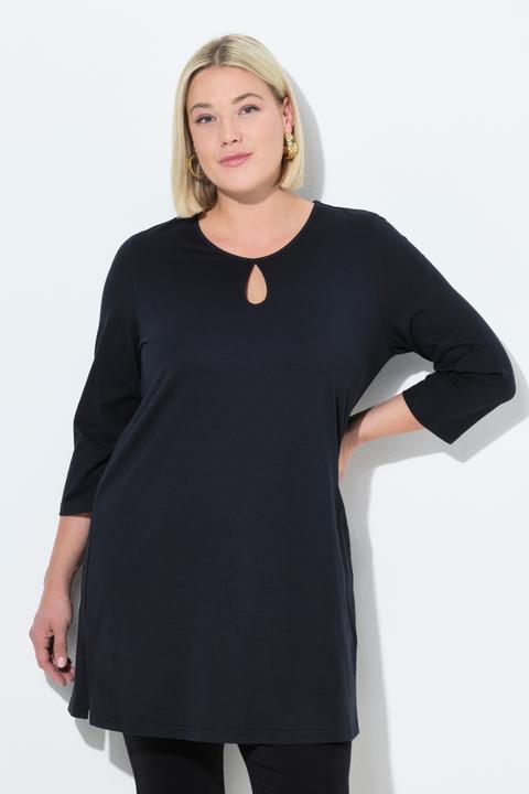Actual product image Ulla Popken Keyhole Cutout 3/4 Sleeve Knit Tunic (58)