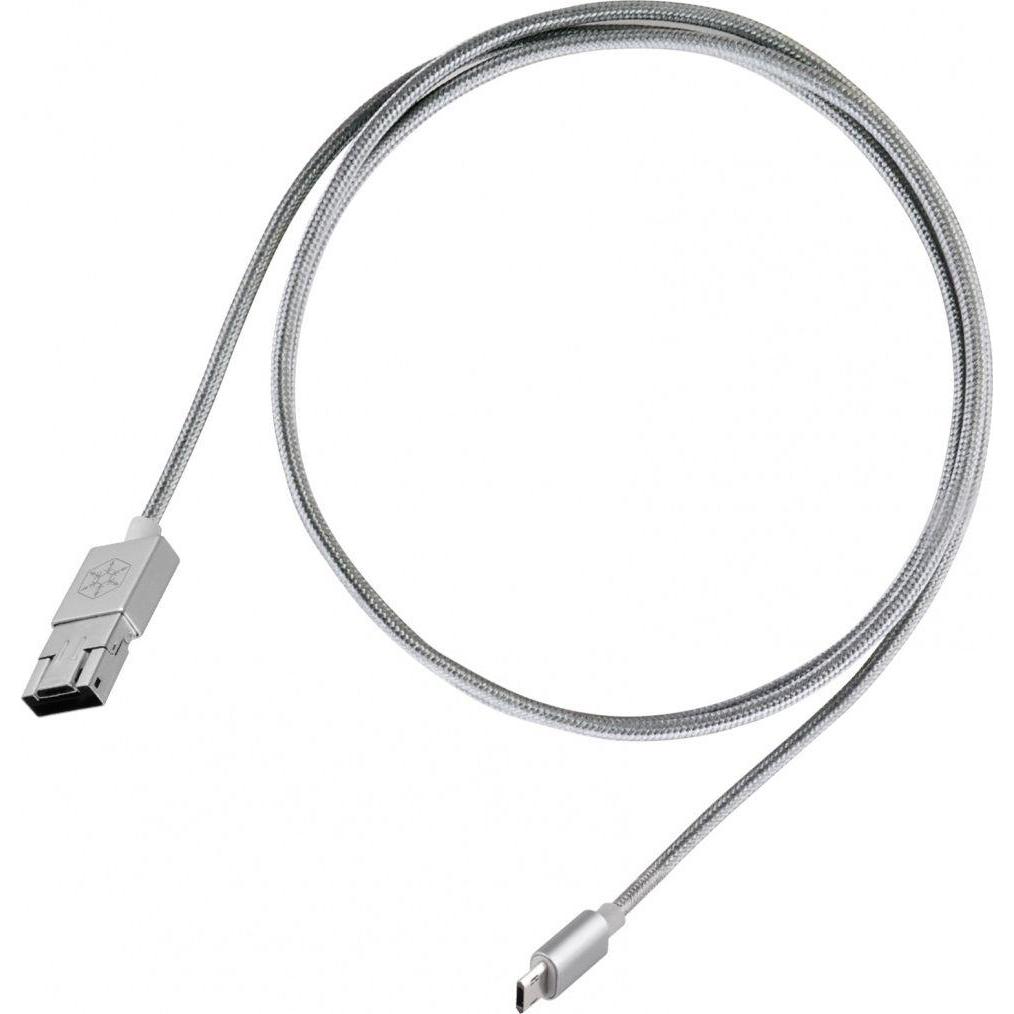 Silverstone USB-A USB Cable - microUSB 1m Graphite (52011) (1 m, USB 2.0), USB Kabel