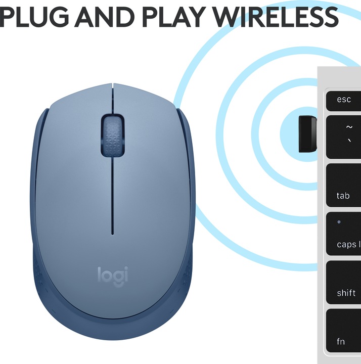 Productafbeelding Logitech M171 Draadloze Muis - Blauwgrijs (Draadloze)