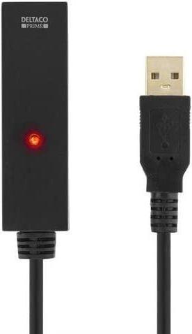 Actual product image Deltaco PRIME USB extension cable, active, USB 2.0, 7m, black (7 m, USB 2.0)