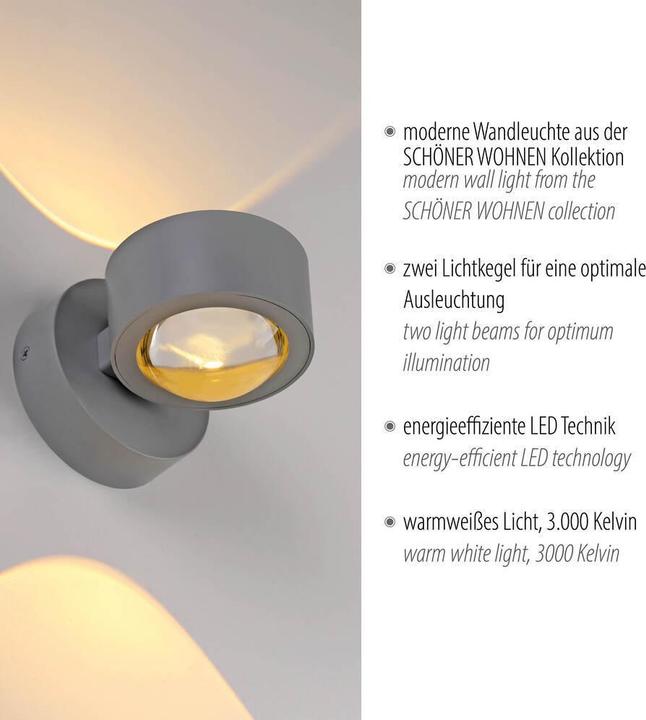 Produktbild Just Light LED Wandlampe SCHÖNER WOHNEN-Kollektion CHIA Wandlampe Up & Down Lichteffekt (440 lm)