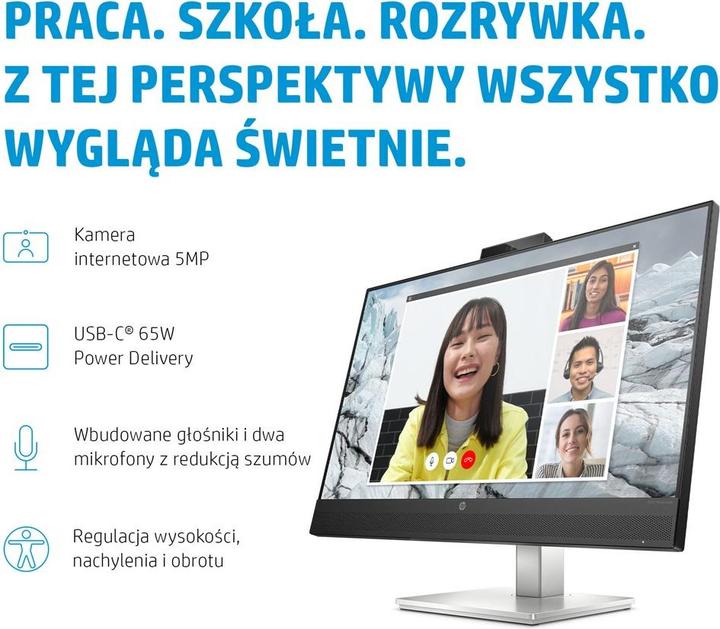 Produktbild HP M27 Webcam Monitor 68,58cm (27" ) (Full HD, IPS, 5ms, HDMI, DisplayPort, USB, 75Hz) (Energiekl... (1920 x 1080 Pixel, 27")