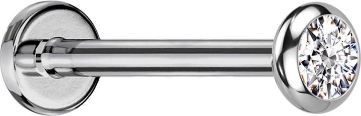 Image du produit Star Piercing Micro Threadless Labret argent disque arrondi cristal argent (sans laiton, Titane)