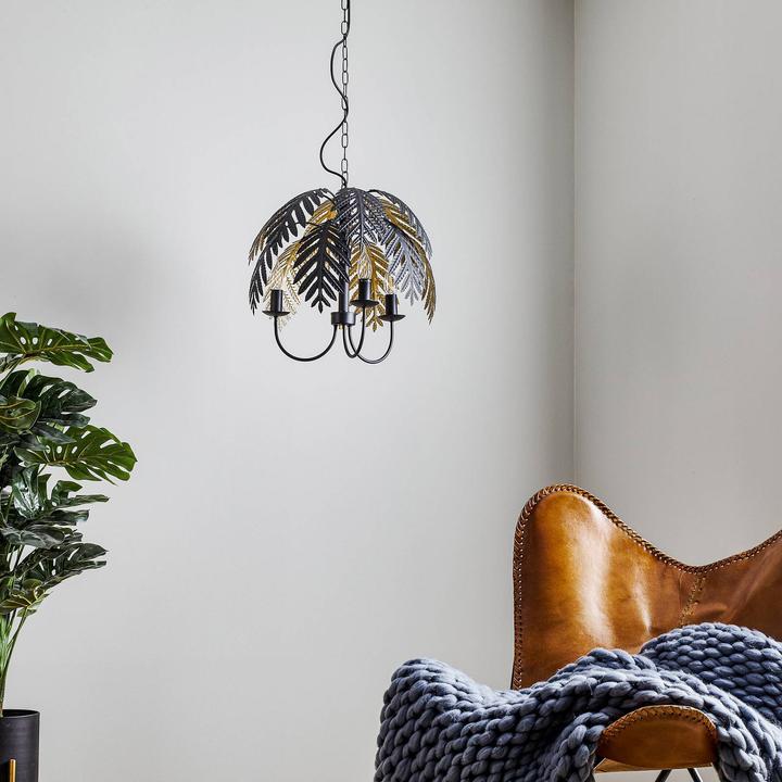 Actual product image Lucande Aparas pendant light Ø50 Black/Gold (E14)