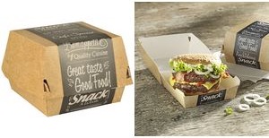 Immagine prodotto Papstar Scatola per hamburger ""pure"", dimensioni: 115 x 110 x 70 mm, grande in cartone di fibra vergine