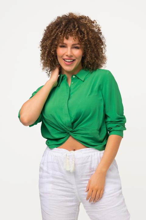 Produktbild Ulla Popken Hemdbluse, Knoten, kurz, Hemdkragen, Langarm (60)
