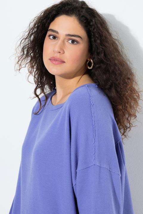 Image du produit Ulla Popken Sweat côtelé à col rond et manches longues, bords francs (54)