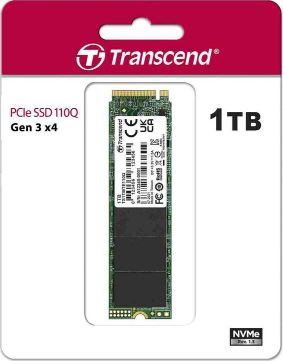Image du produit Transcend 1 To de M.2 2280PCIe Gen3x4 QLC comme DRAM (1000 Go, M.2 2280)