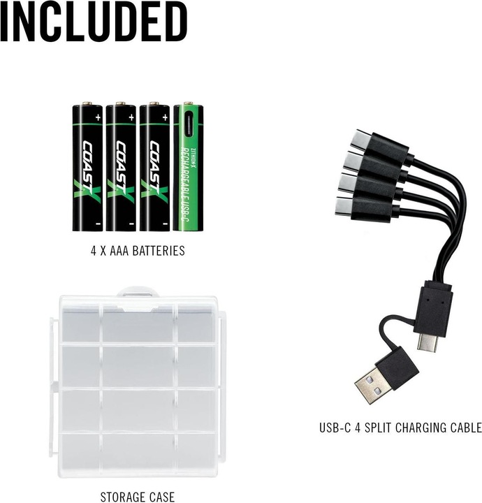 Produktbild Coast Zithion-X AAA USB-C (4 Stk., AAA, 750 mAh)