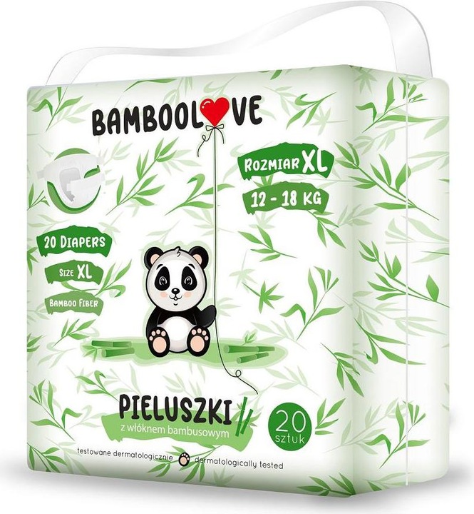 Immagine prodotto Bamboolove Pannolini monouso in fibra di bambù XL (12-18 kg) 20 pz. (Dimensione XL, Pacco trasportabile, 20 Pezzo/i)
