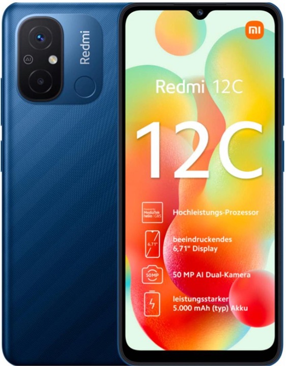 Xiaomi Redmi 12C (128 GB, Ocean Blue, 6.71", Dual SIM, 50 Mpx, 4G)