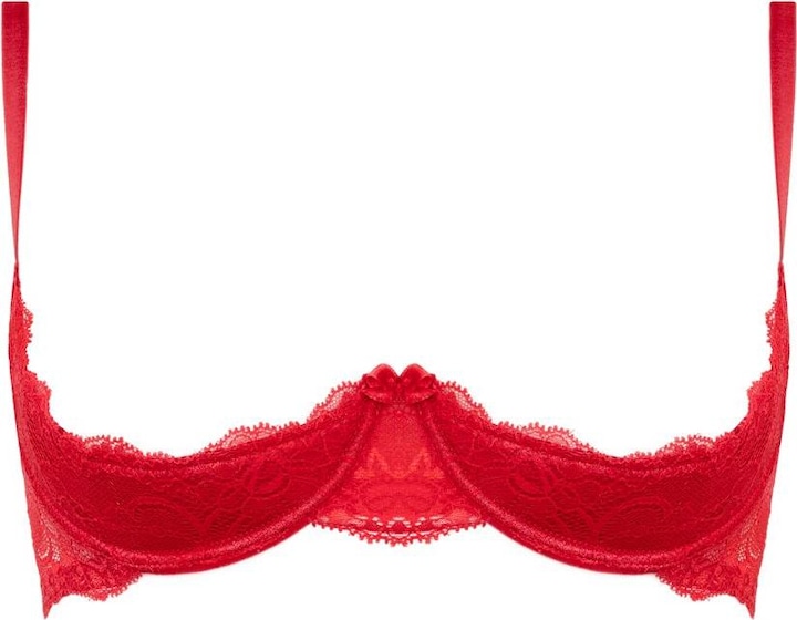 Image du produit Christine Le Duc Soutien-gorge à quart de bonnets en dentelle Marzia - Rouge (L, Une unité par pack)