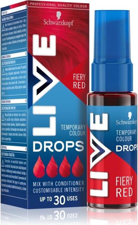 Produktbild Schwarzkopf LIVE Drops Haarfarbe waschbar - Feuriges Rot 30 ml (Fiery Red)