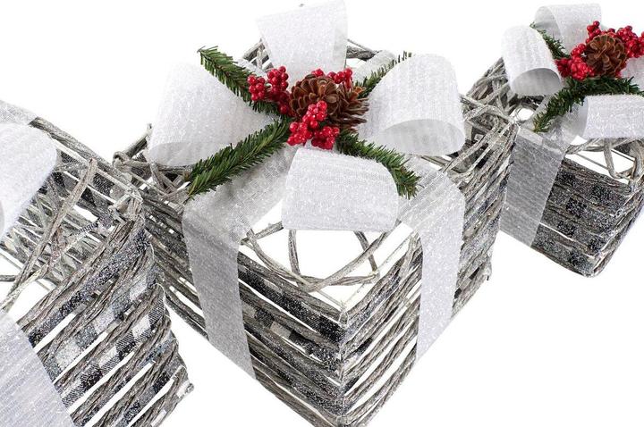 Produktbild DKD Home Decor Leuchtende Dekoration Weiss Rot grün Silberfarben Verschneit LED 25 x 25 x 29 cm (3 Stücke)