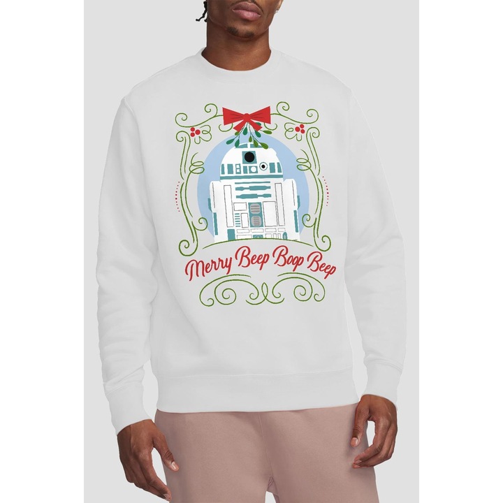 Actual product image Star Wars Unisex Adult Merry Beep Boop Beep R2-D2 Christmas Sweatshirt (XXL)