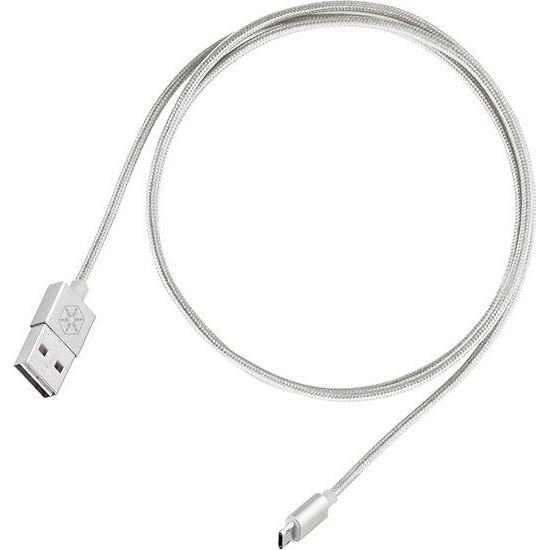 Silverstone USB-A USB Cable - microUSB 1m Silver (52009) (1 m, USB 2.0), USB Kabel