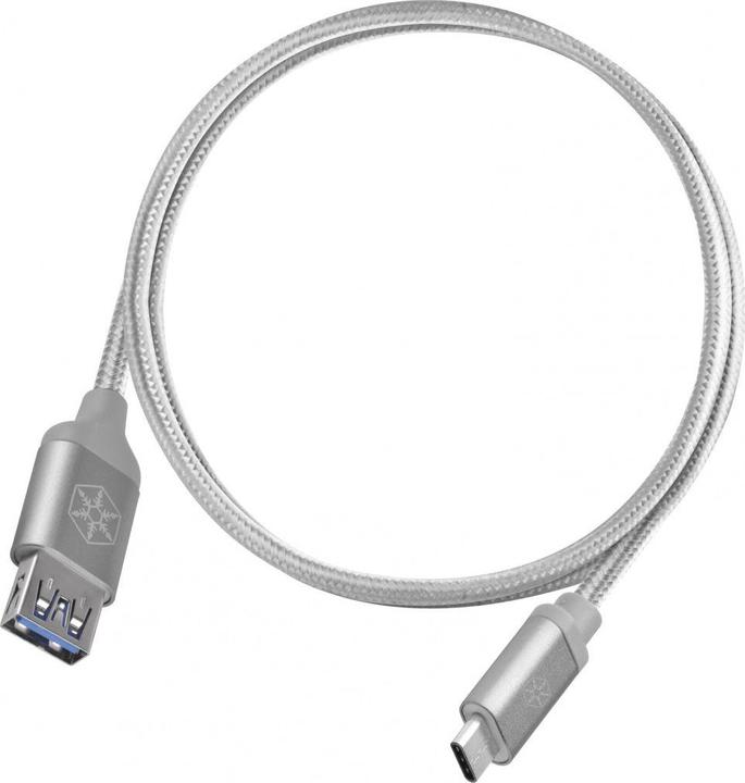 Silverstone USB-A - USB-C cable, 0.5 m, silver (52034) (0.50 m)