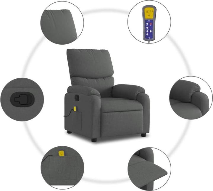 Produktbild vidaXL Massagesessel Dunkelgrau Stoff,Farbe: Dunkelgrau,Material