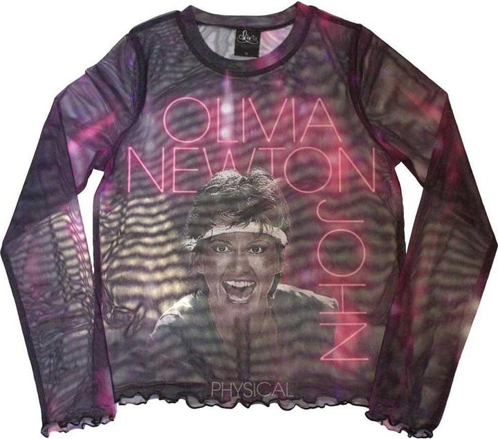 Actual product image Olivia Newton-John Womens/Ladies Physical Mesh Cropped Long-Sleeved Crop Top (M)