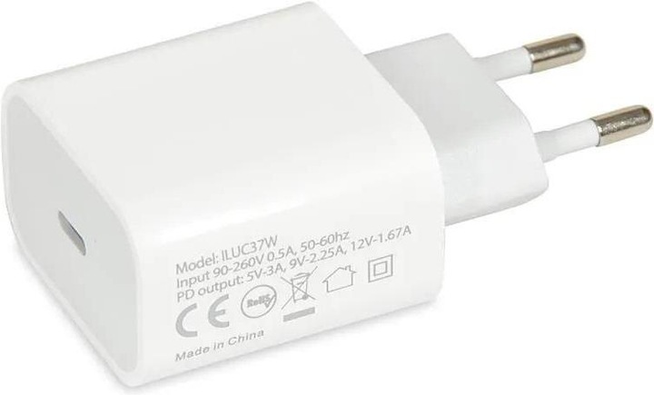 Actual product image iBox C-37 USB-C PD20W WALL CHARGER USB-C TO LIGHTNING CABLE (20 W)
