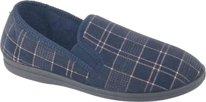 Actual product image Universal Textiles Mens Dale Checked Velour Slippers (49.5)