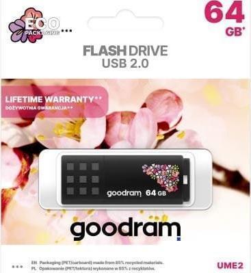 Produktbild Goodram memory USB UME2 SPRING 64GB USB 2.0 Juodas (64 GB, USB-A)