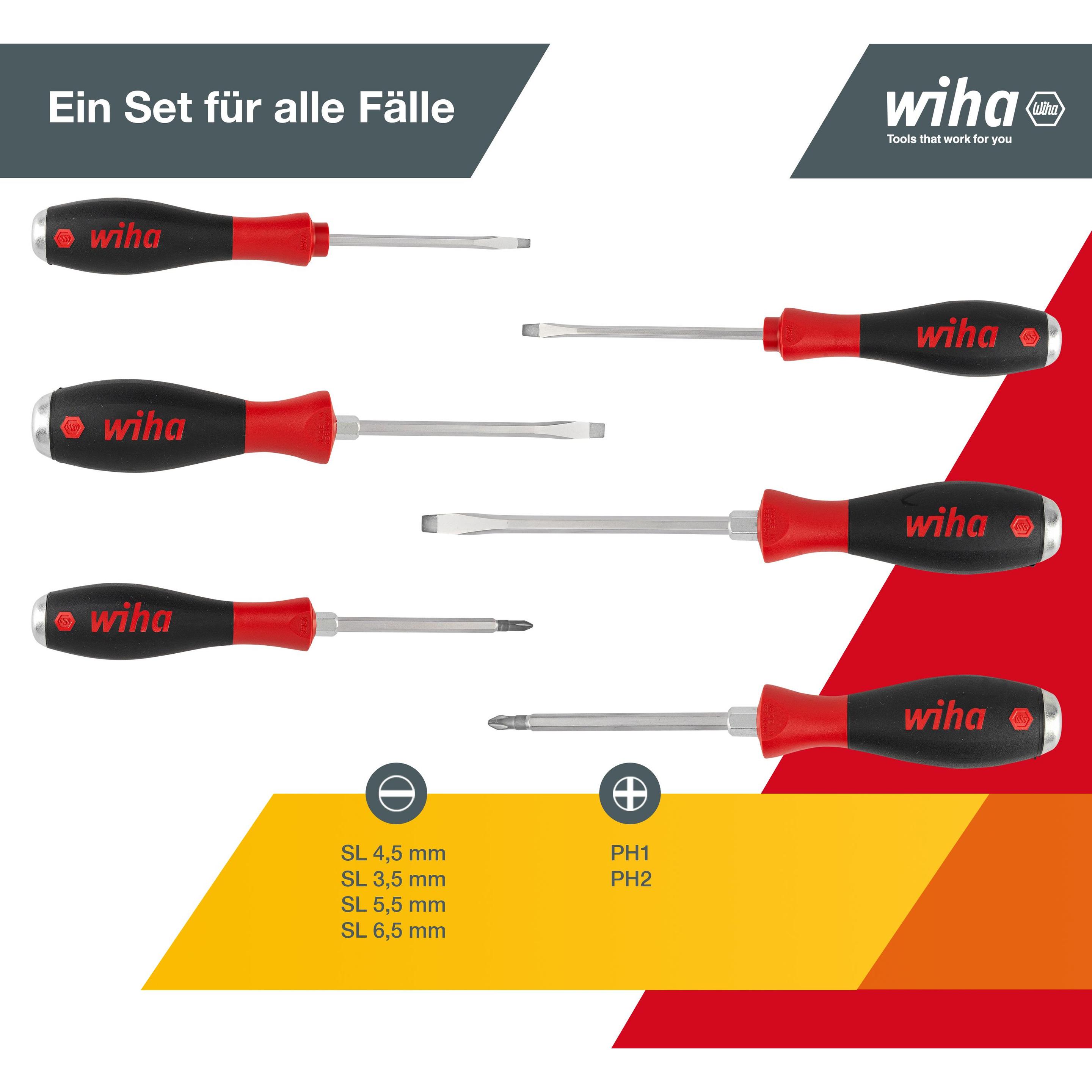 Wiha, Schraubenzieher, SoftFinish (Schlitzschrauben, Phillipps-Kreuzschlitz (PH))