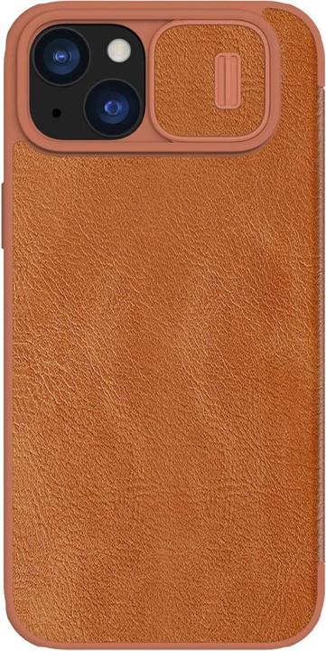 Actual product image Nillkin Qin Pro Leather Flip Camera Cover Case for iPhone 15 Plus - Brown (Apple iPhone 15 Plus)