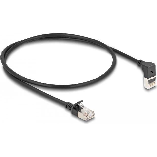 Delock RJ45 Netzwerkkabel Cat.6A S/FTP Slim 90° unten gewink (S/FTP, CAT6a, 0.50 m), Netzwerkkabel