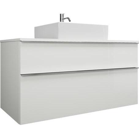 burgbad, Badmöbelset, Eqio Keramik-Aufsatzwaschtisch, quadratisch mittig, inklusive Waschtischunterschrank, Breite