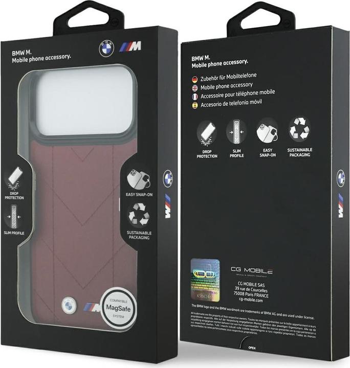 Actual product image BMW Etui M Quilted Logo MagSafe do iPhone 17 Pro Max czerwony (Apple iPhone 17 Pro Max)