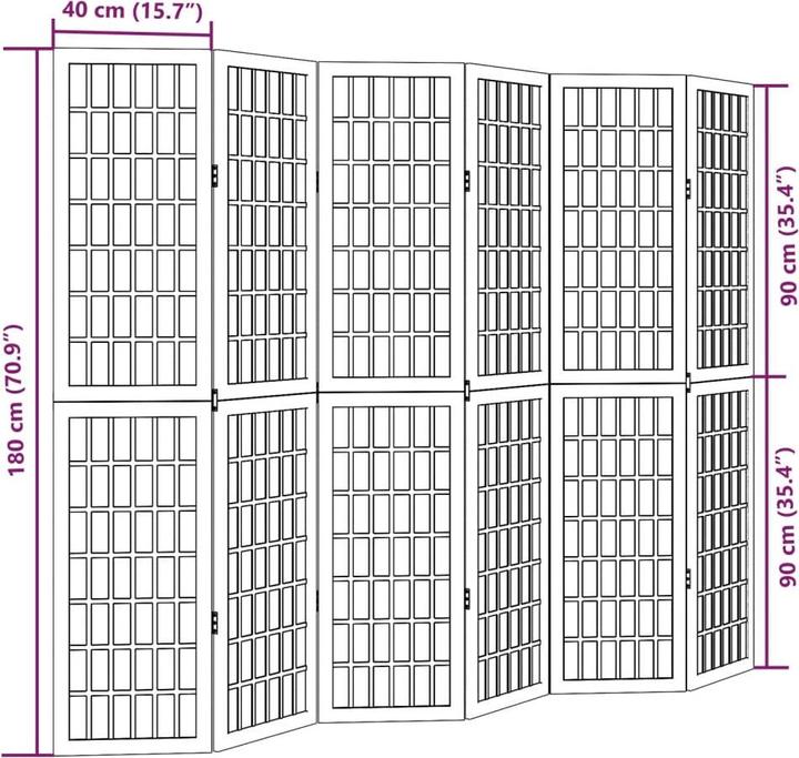 Valeurs nutritives et ingrédients vidaXL Séparation de pièce Paravent Mur d'Espagne 6 pcs. blanc bois massif