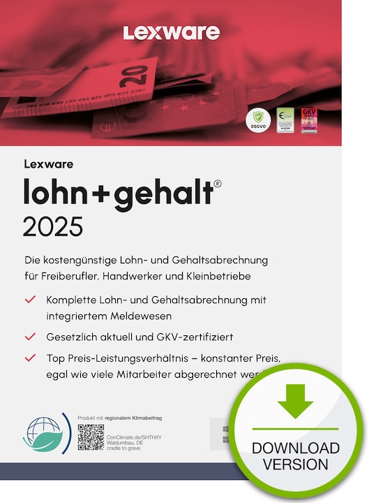Produktbild Lexware lohn+gehalt 2025 - Abo (1 User, unbegrenzt)