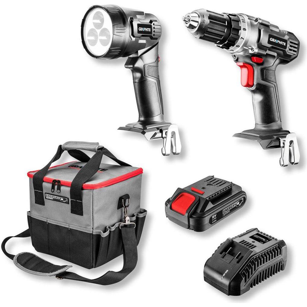 Graphite, Bohrmaschine + Akkuschrauber, 5-Piece Power Tool Set (58G016) (Akkubetrieb)