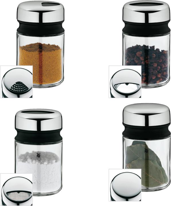 Produktbild WMF Gewürzstreuer Set 4tlg Gewürzdose Gewürzstreuer Gewürzglas 100ml Glas Depot (Diverse Gewürze, Kräuter)
