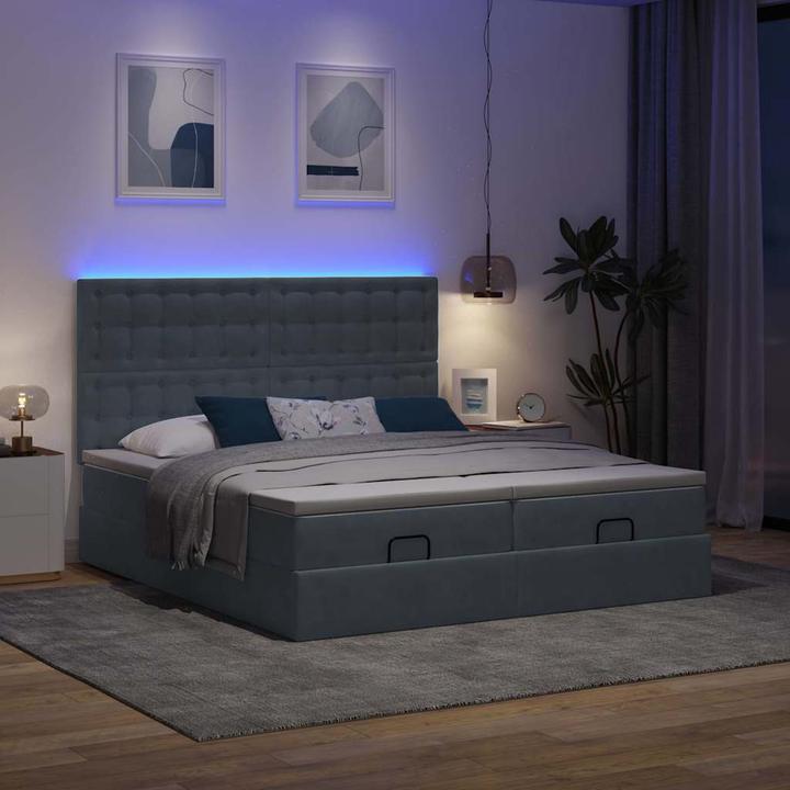 Image du produit vidaXL Ottoman-lit avec matelas bleu foncé 180x200 cm velours (180 x 200 cm)