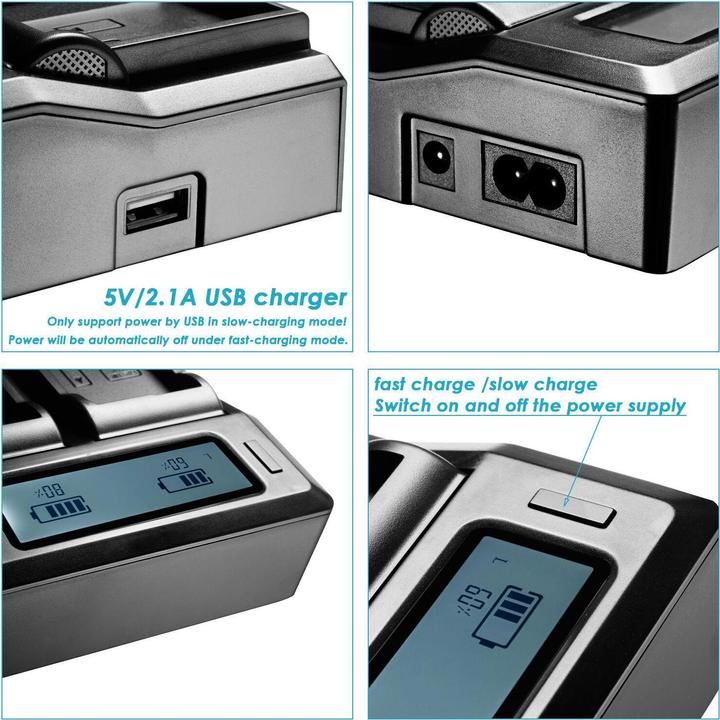 Actual product image Newell Neewer Dual LCD Charger Sony NP-F550 F570 F770 (Camera battery charger)