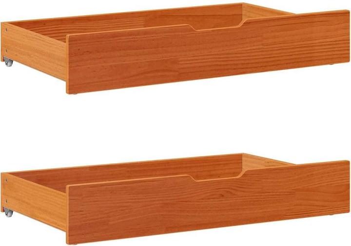 Produktbild VidaXL Massivholzbett Holzbett Bett Doppelbett mit Schubladen 135x190cm Kiefer (135 x 190 cm)
