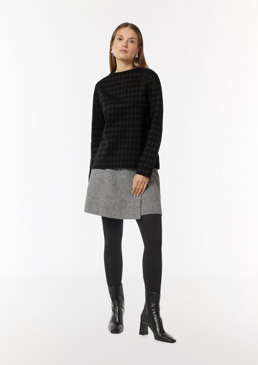 Image du produit Comma Sweatshirt Jerseyshirt mit Hahnentrittmuster und Stehkragen (32)