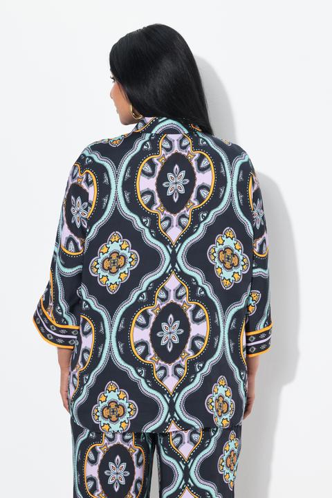Produktbild Ulla Popken Bluse, Ornamente, oversized, Hemdkragen, 3/4-Arm (50, 52)