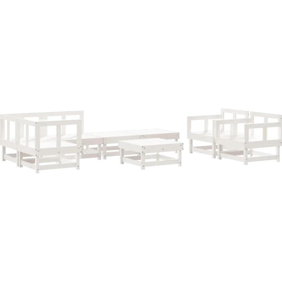 VidaXL, Gartenlounge, 8-tlg. Garten-Lounge-Set Weiss Massivholz Kiefer,Farbe