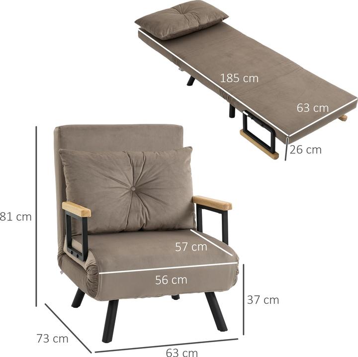 Immagine prodotto Homcom Schlafsofa Stahl, Polyester Braun