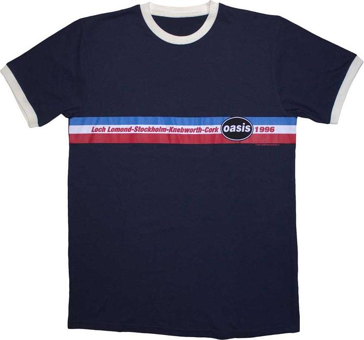 Actual product image Oasis 1996 Tour Horizontal Stripes Ringer (Blue) Ringer (M)