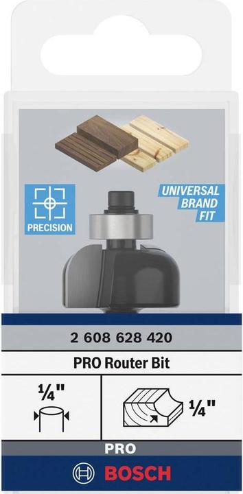 Produktbild Bosch Professional Zubehör Hohlkehlenfräser, 1/4-Zoll, R1 6,3 mm, D 25,4 mm, L 12,7 mm, G 54 mm